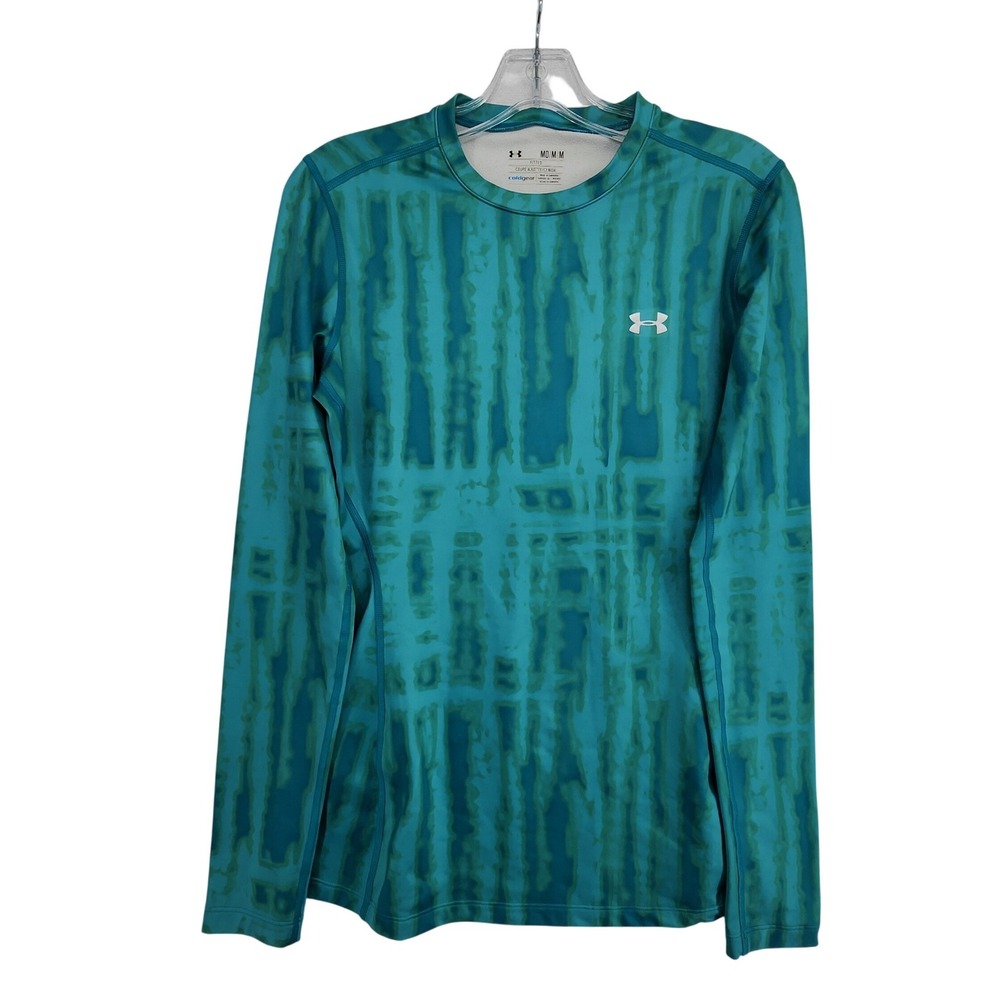 Under Armour MD M Teal Blue ColdGear Fitted Long Sleeve Thermal Base Layer Shirt